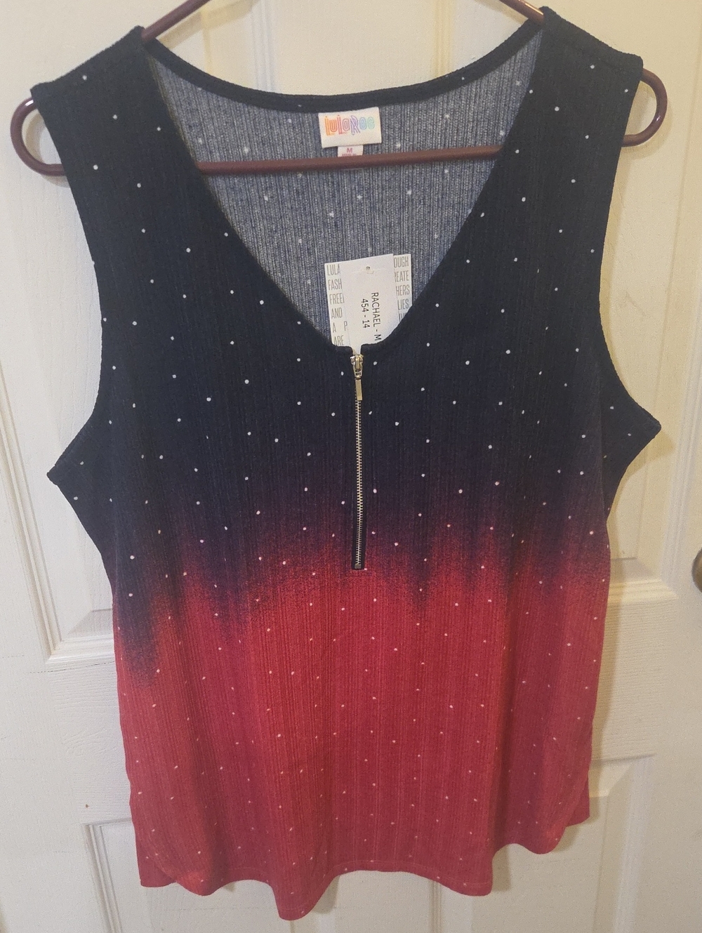 Women's Ombre Tank Top With Silver Zipper.